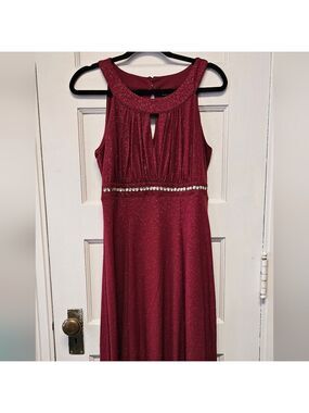 Enfocus Studio Burgundy Sleeveless Dress with Beaded Waist